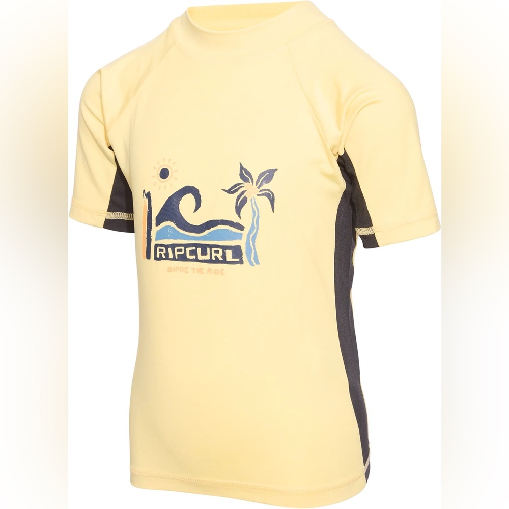 Rip Curl Kids Swim Rashguard in Butter Yellow and Black
